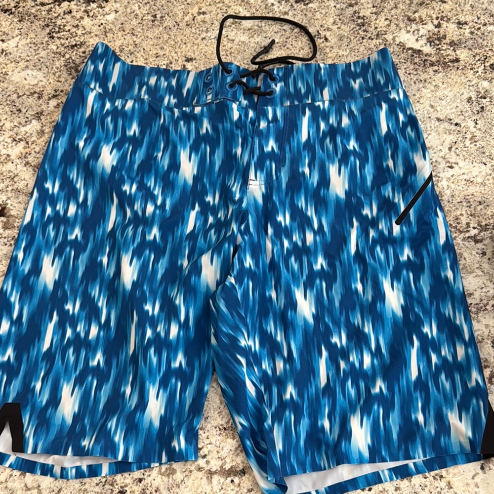 lululemon athletica Blue and White Patterned Board Shorts
